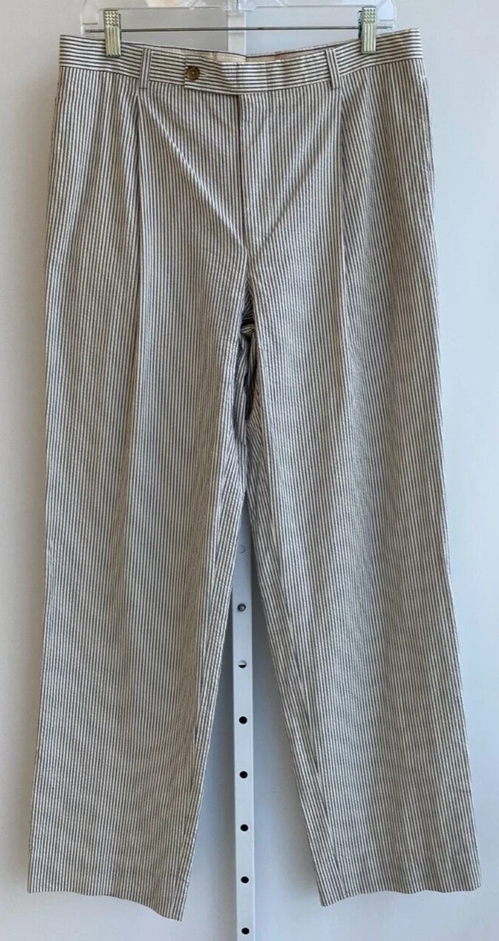 Burberry mens Seersucker Blue White pants trousers US 32 Reg (32x32)